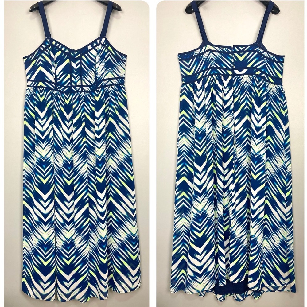 Torrid Chevron Georgette Chiffon Maxi Dress Women’s Size 18 Adjustable Straps